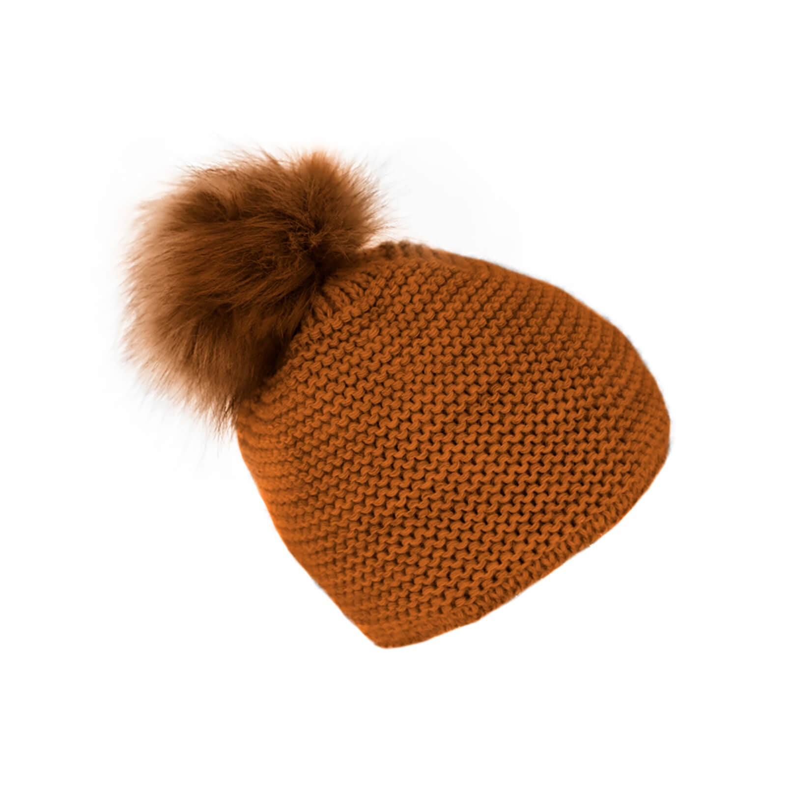 Fiebig Strickmütze mit Kunstfellbommel uni