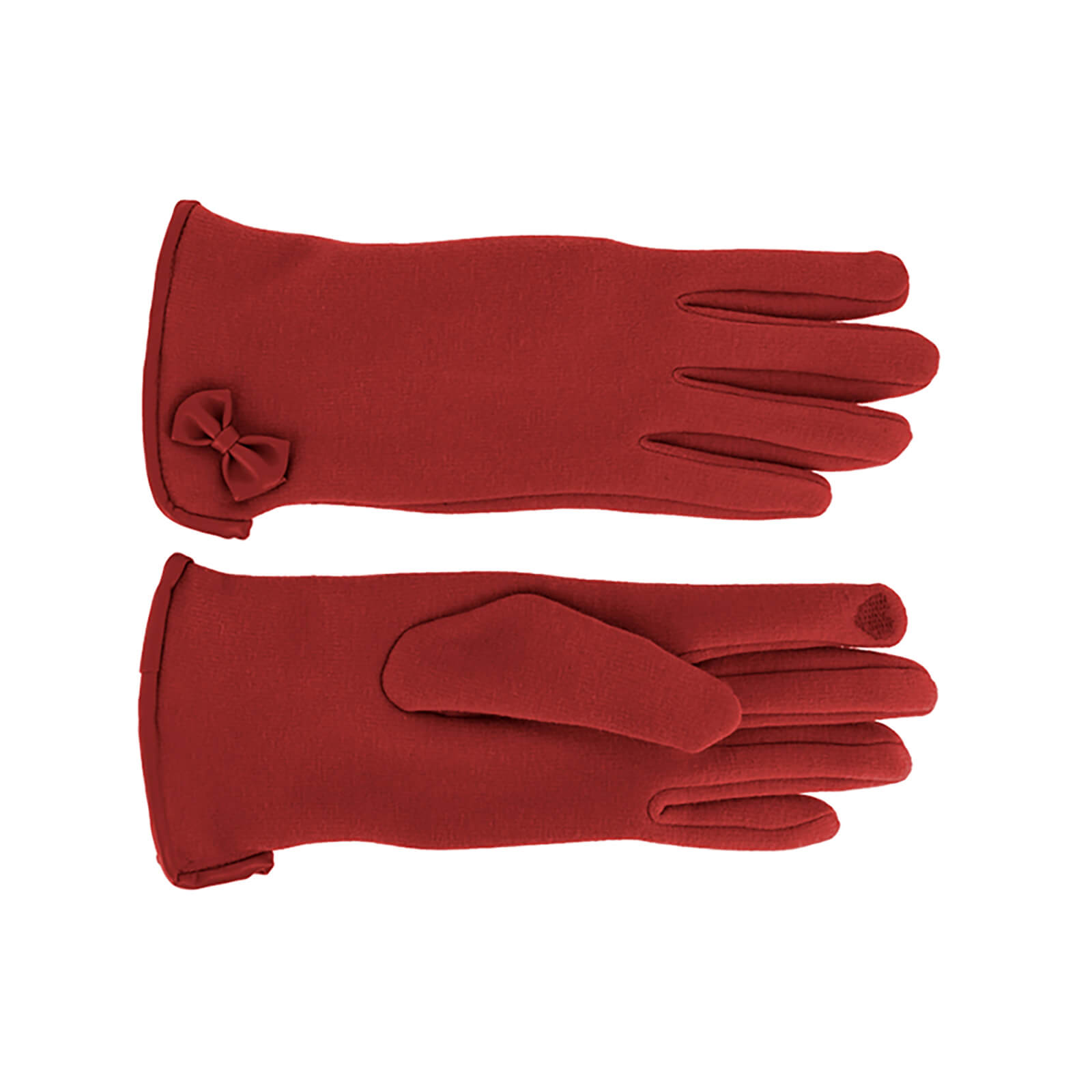 Fiebig Handschuhe Jersey uni mit Schleife Rot