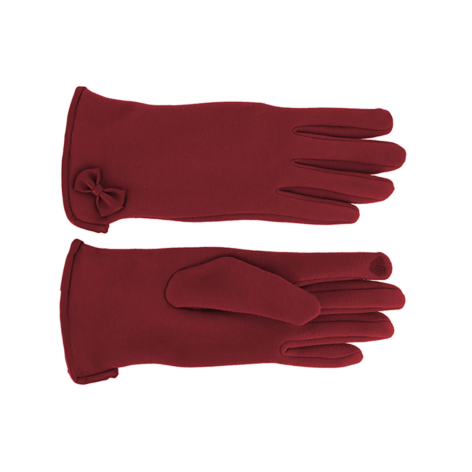Fiebig Handschuhe Jersey uni mit Schleife Bordeaux