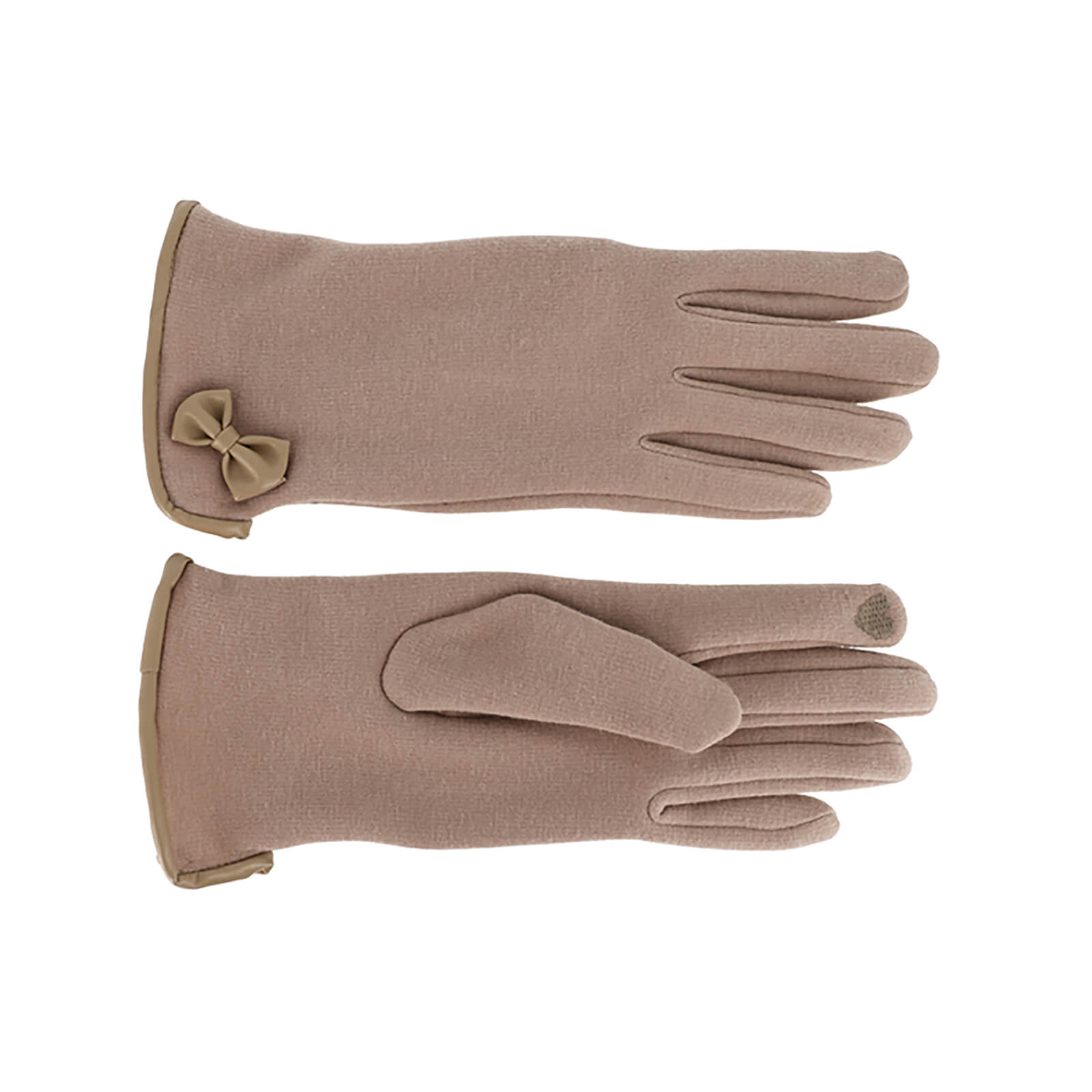 Fiebig Handschuhe Jersey uni mit Schleife Beige