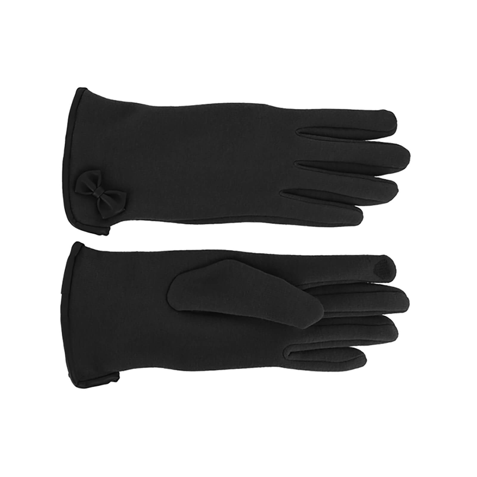 Fiebig Handschuhe Jersey uni mit Schleife Schwarz