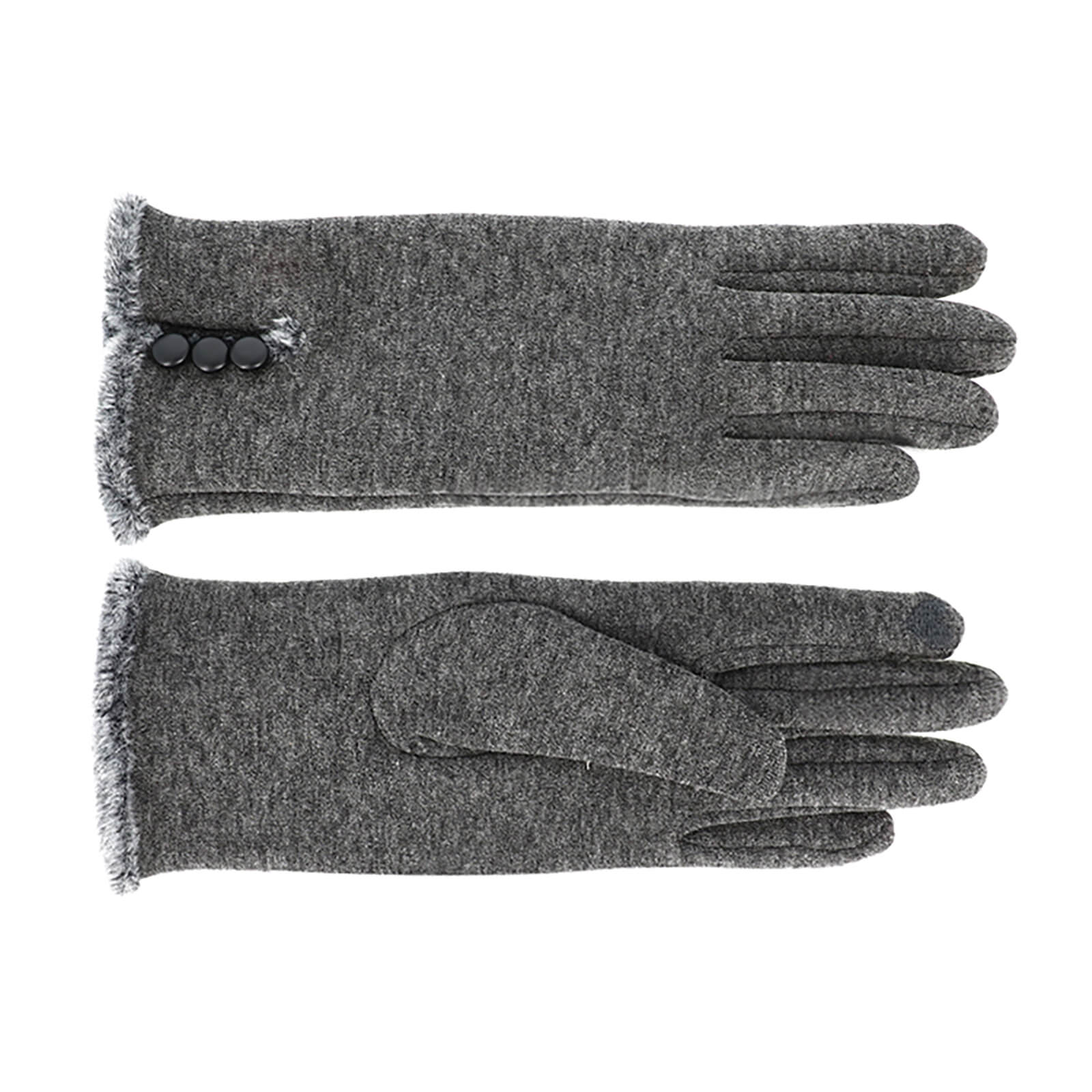 Fiebig Handschuhe Jersey uni mit Teddyfell Anthrazit