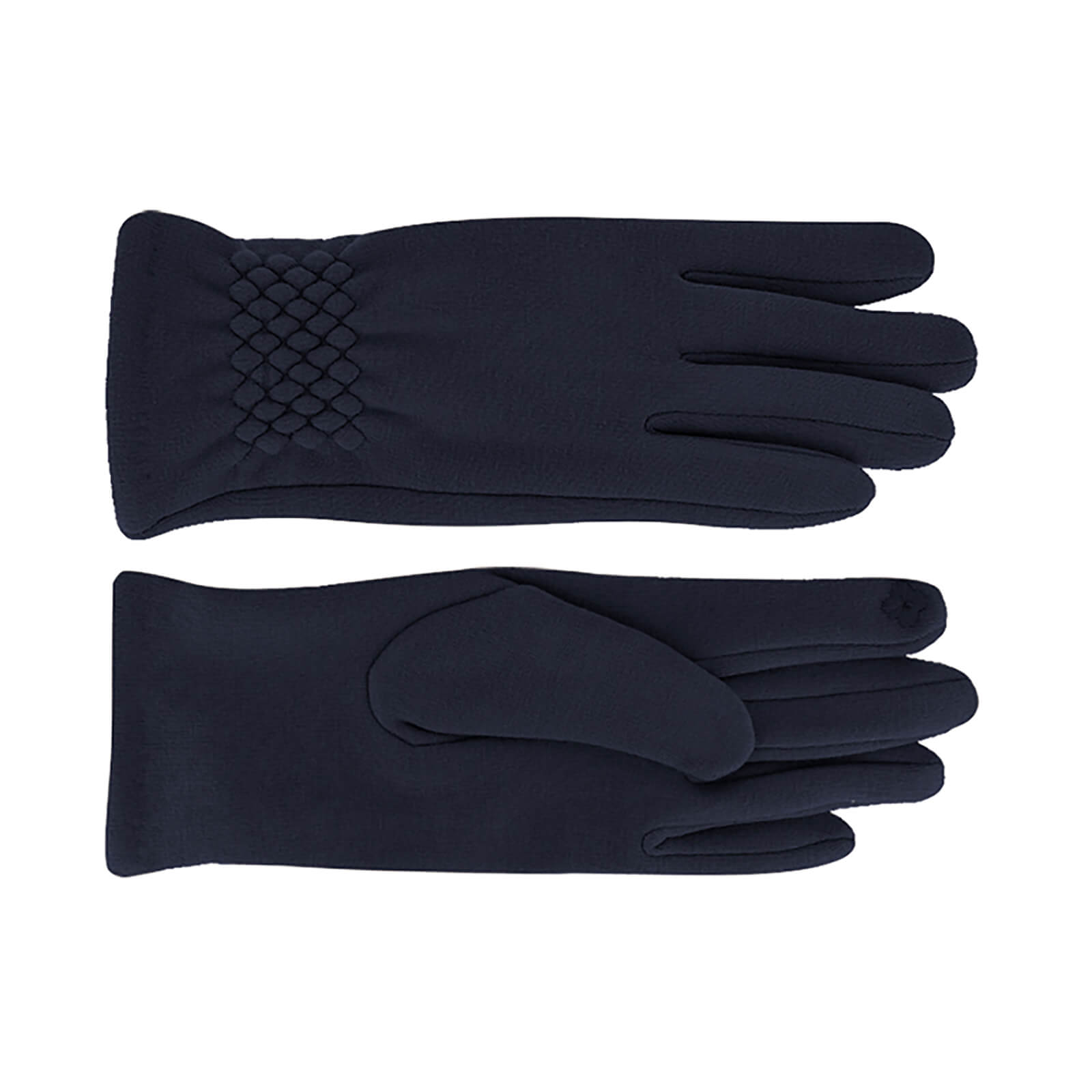 Fiebig Handschuhe Jersey uni mit Teddyfutter Marineblau