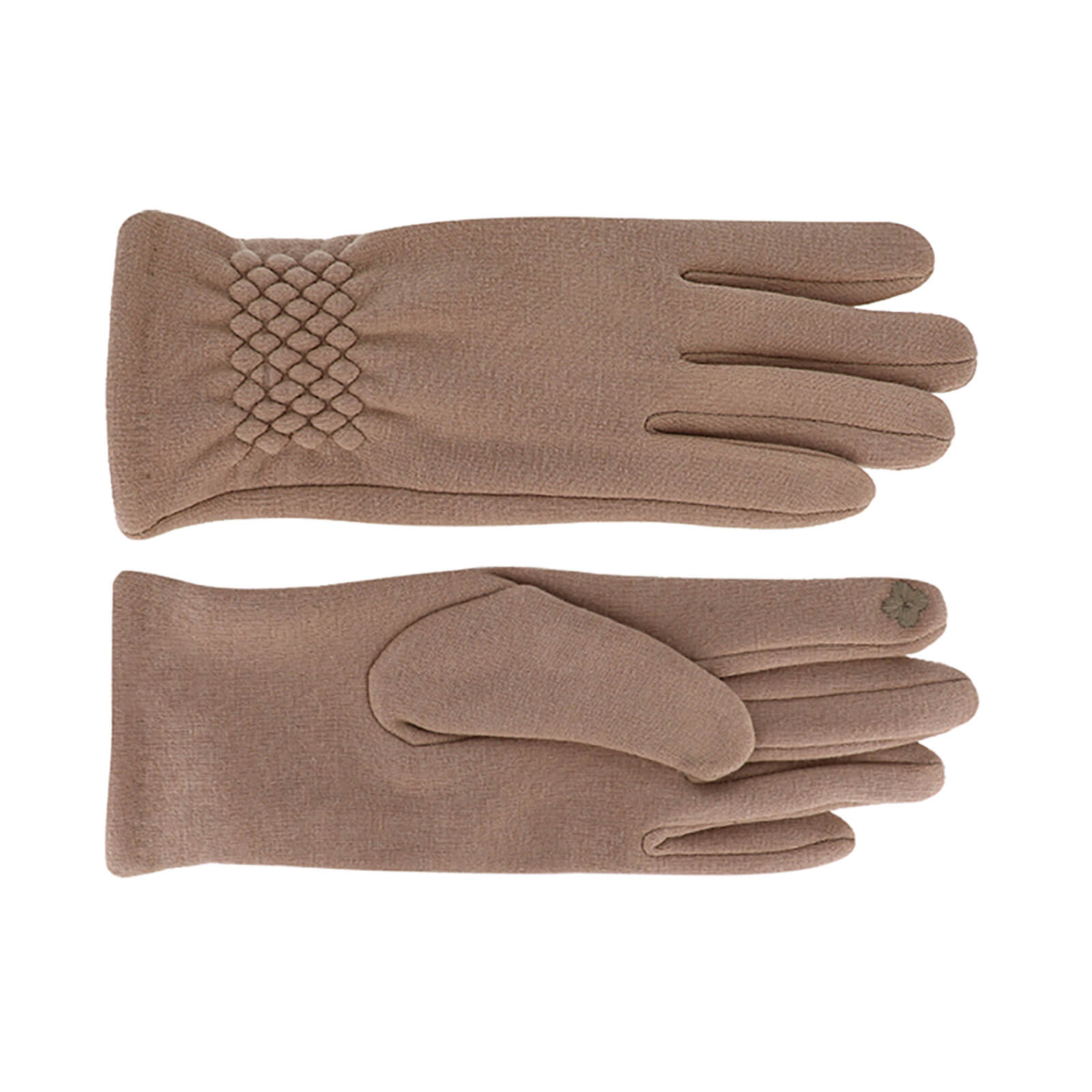 Fiebig Handschuhe Jersey uni mit Teddyfutter Beige