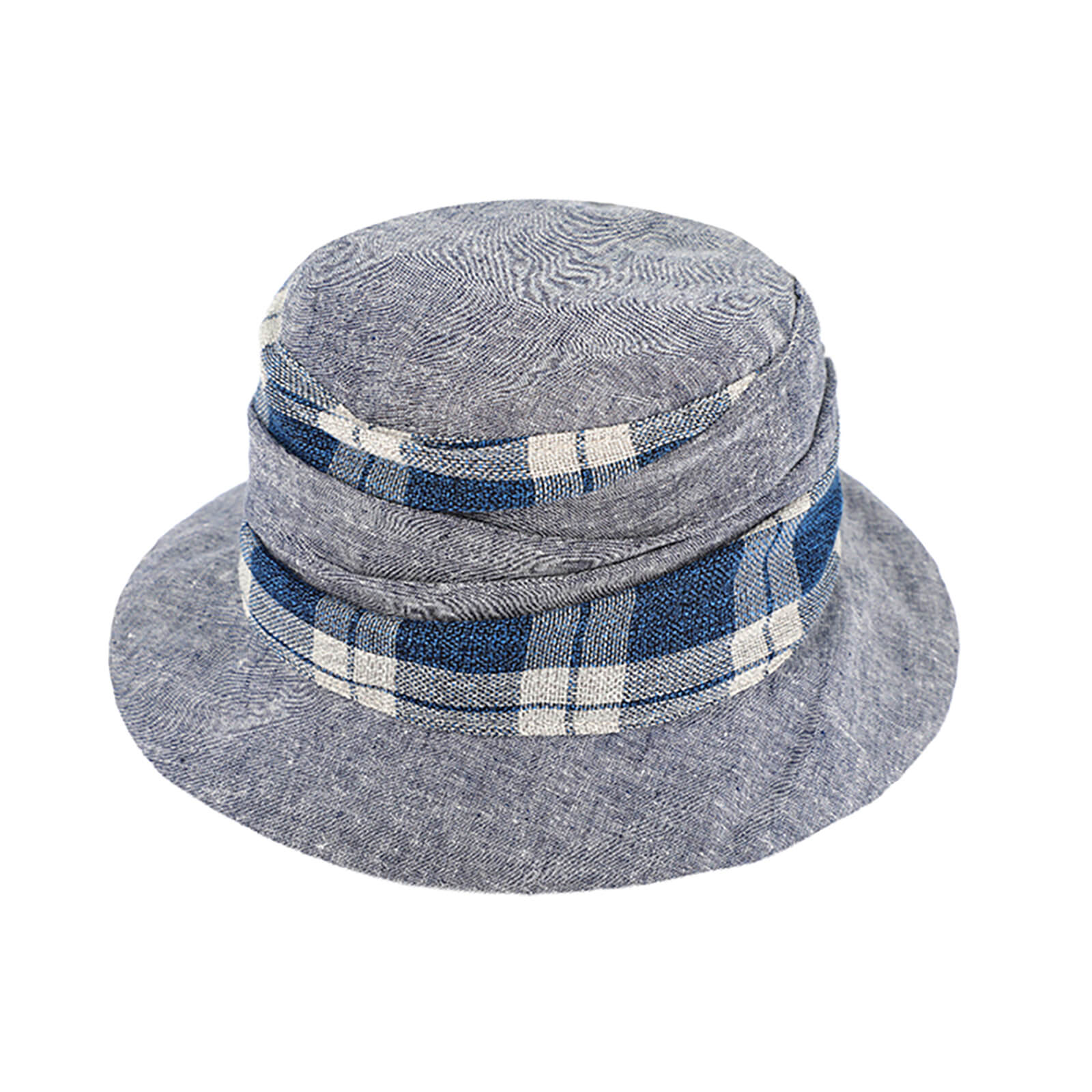 Fiebig Stoffhut Leinen gerafft Jeansblau