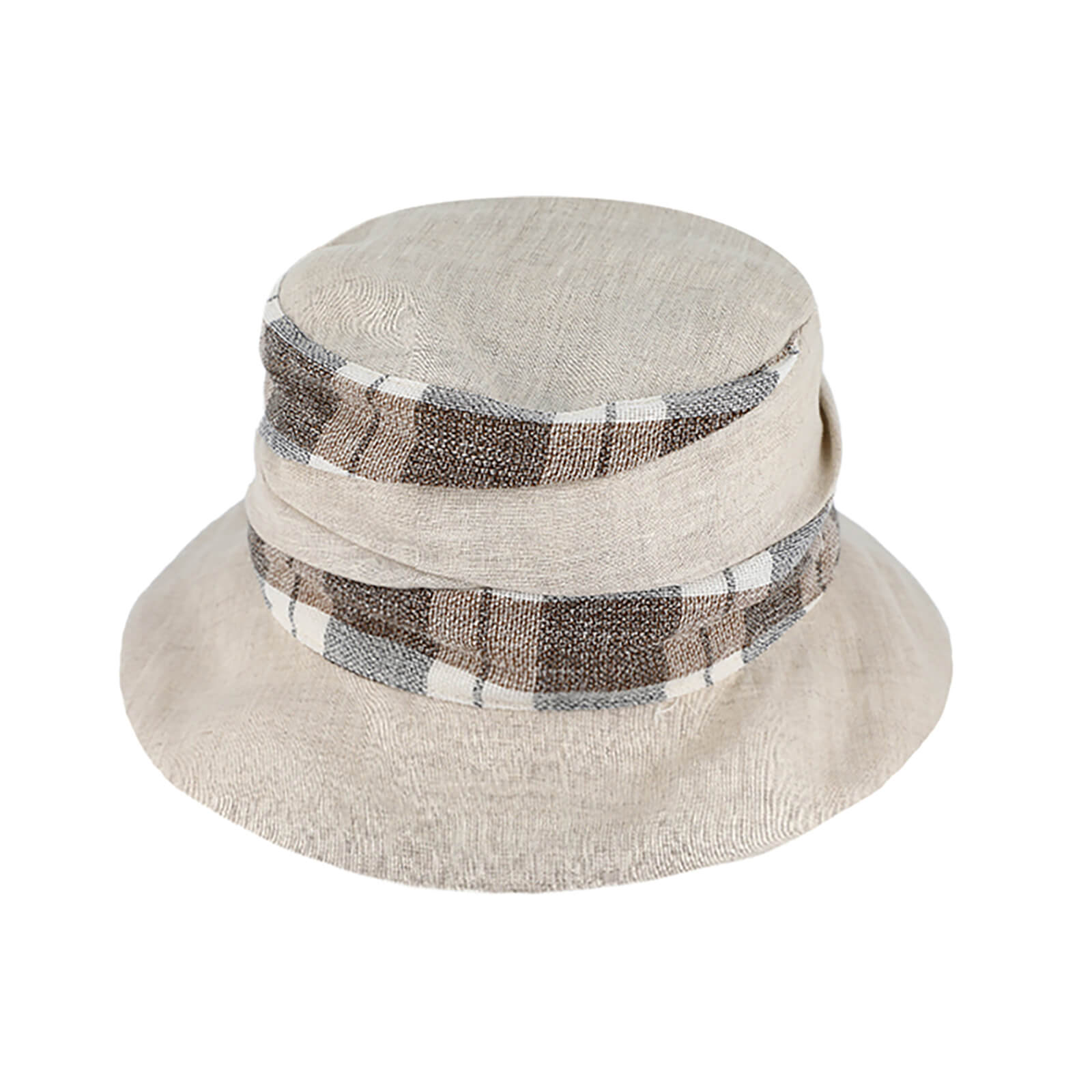 Fiebig Stoffhut Leinen gerafft Beige