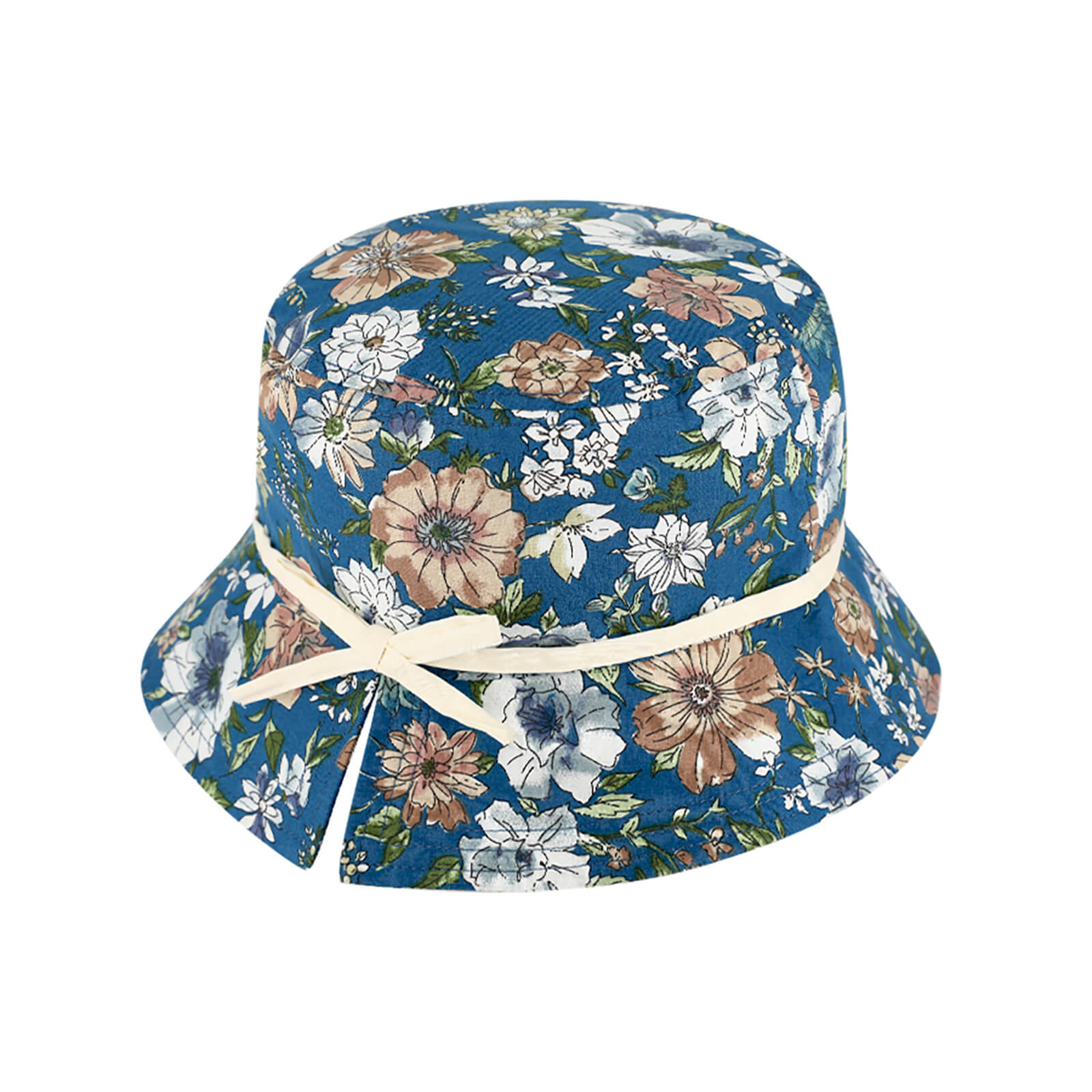 Fiebig Fischerhut Blumenmuster mit Band Petrolblau