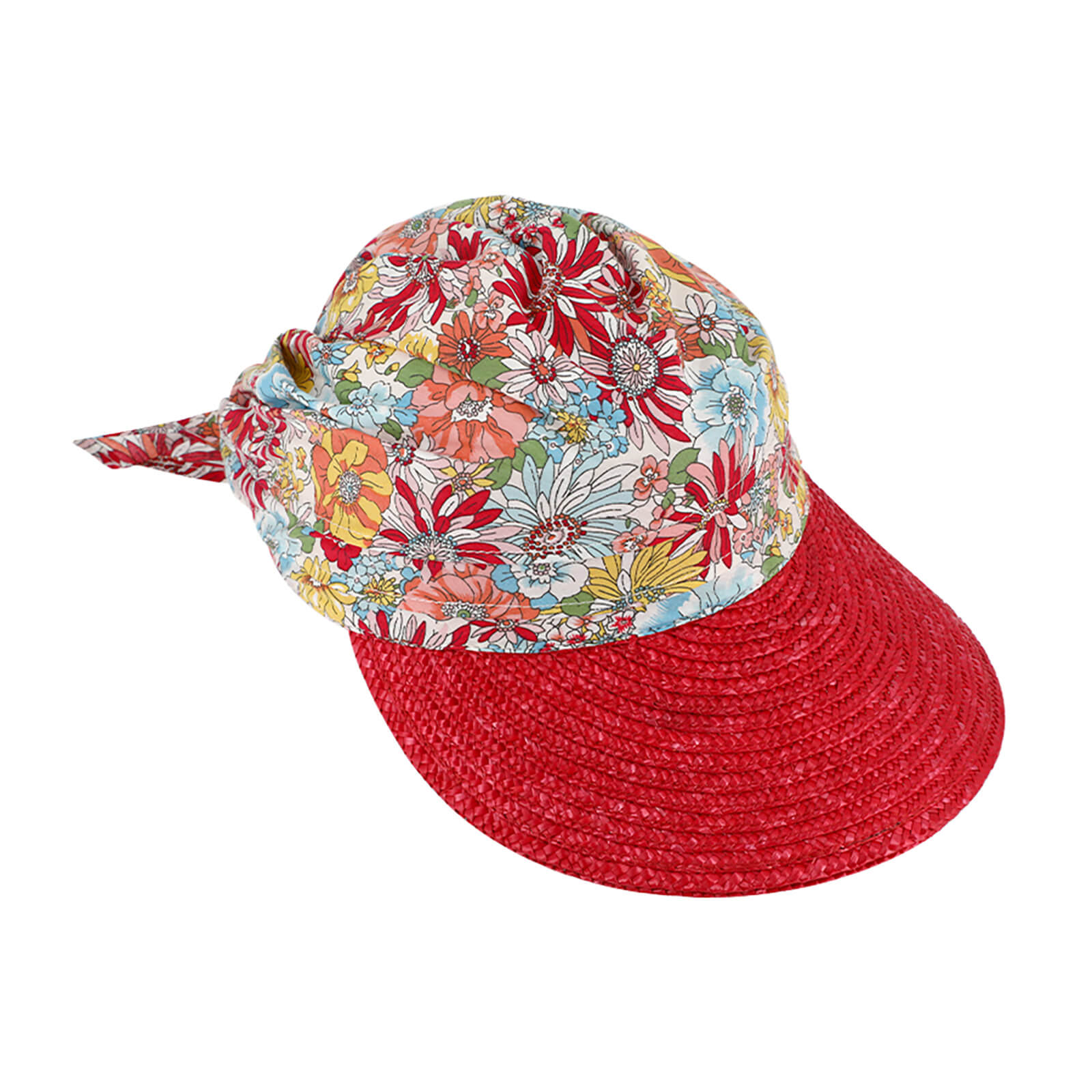 Fiebig Visor Stroh mit Stoffkrone Blumenmuster