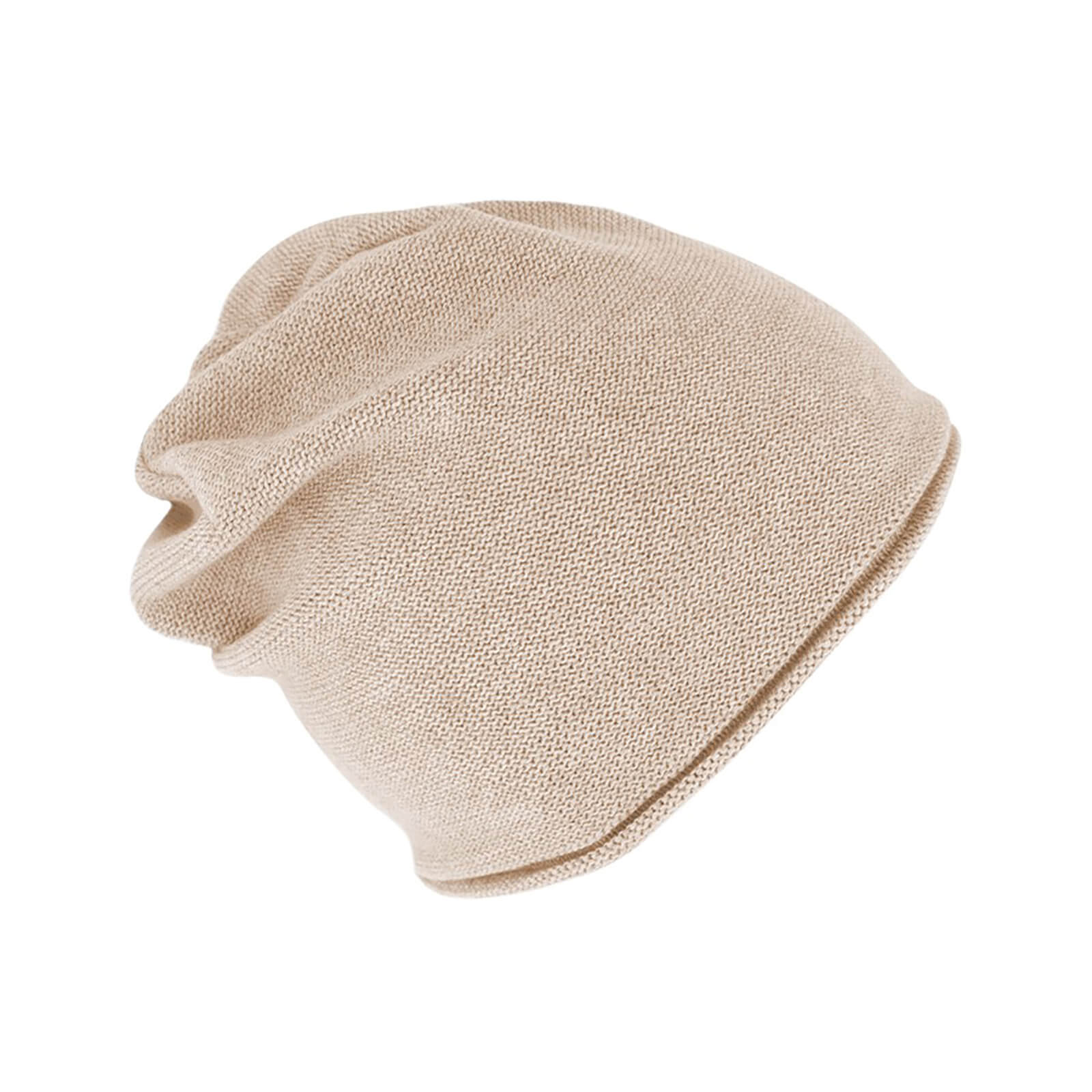 Fiebig Strickmütze Beanie Baumwolle uni mit Rollrand GOTS
