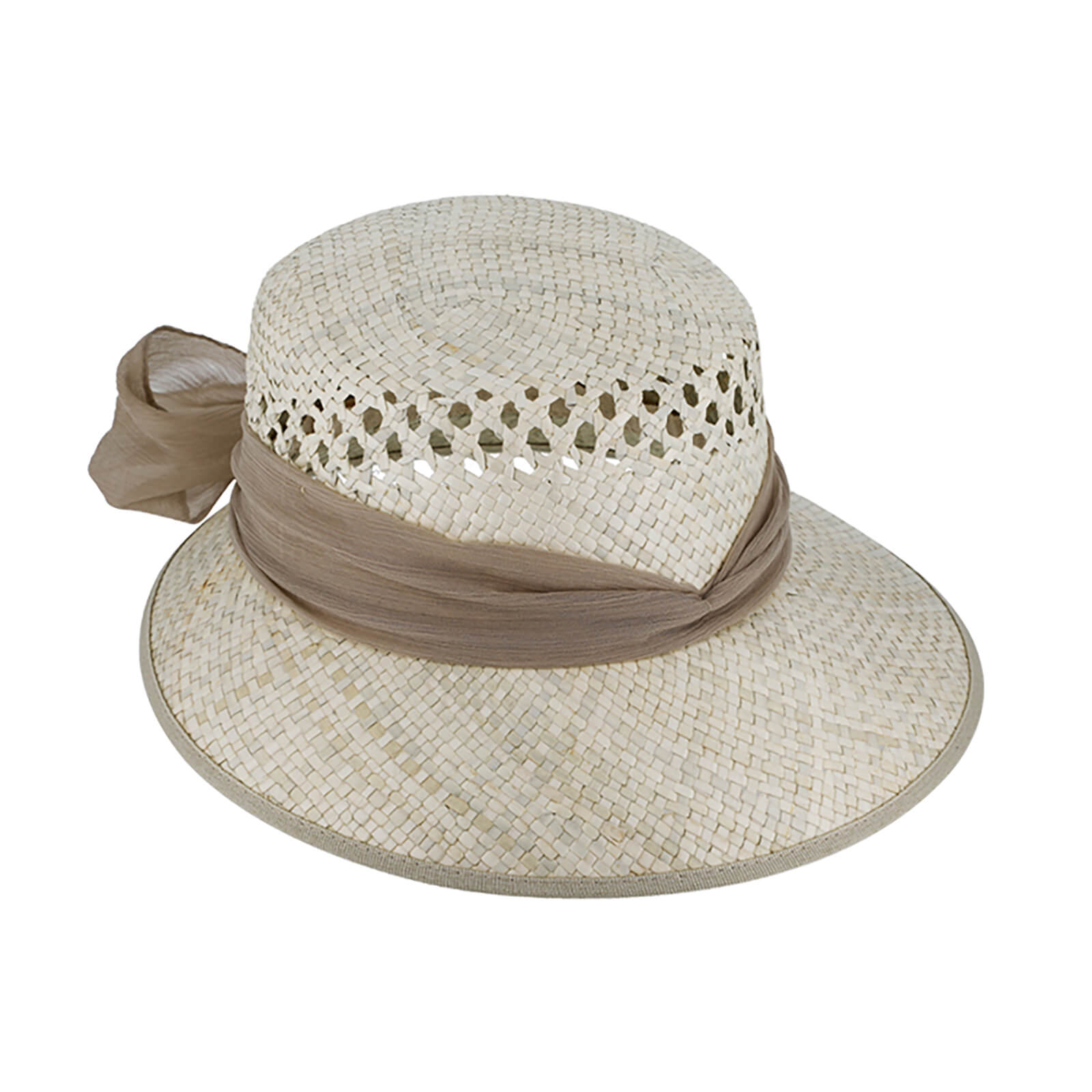 Fiebig Strohhut Schute mit Chifonband Natur