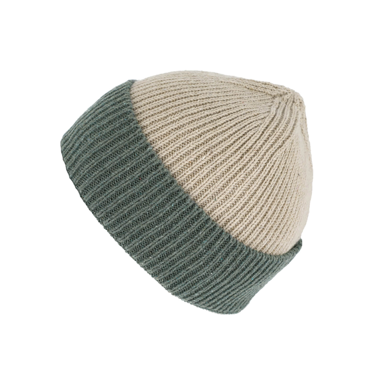 Fiebig Strickmütze mit Umschlag zweifarbig Khaki