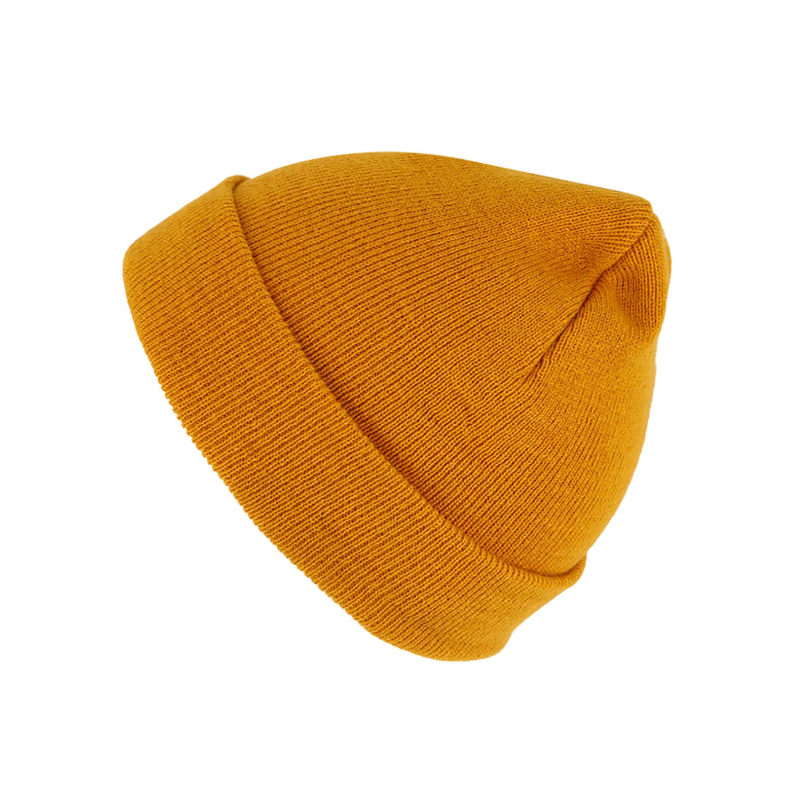Fiebig Strickmütze Beanie mit Umschlag uni Curry