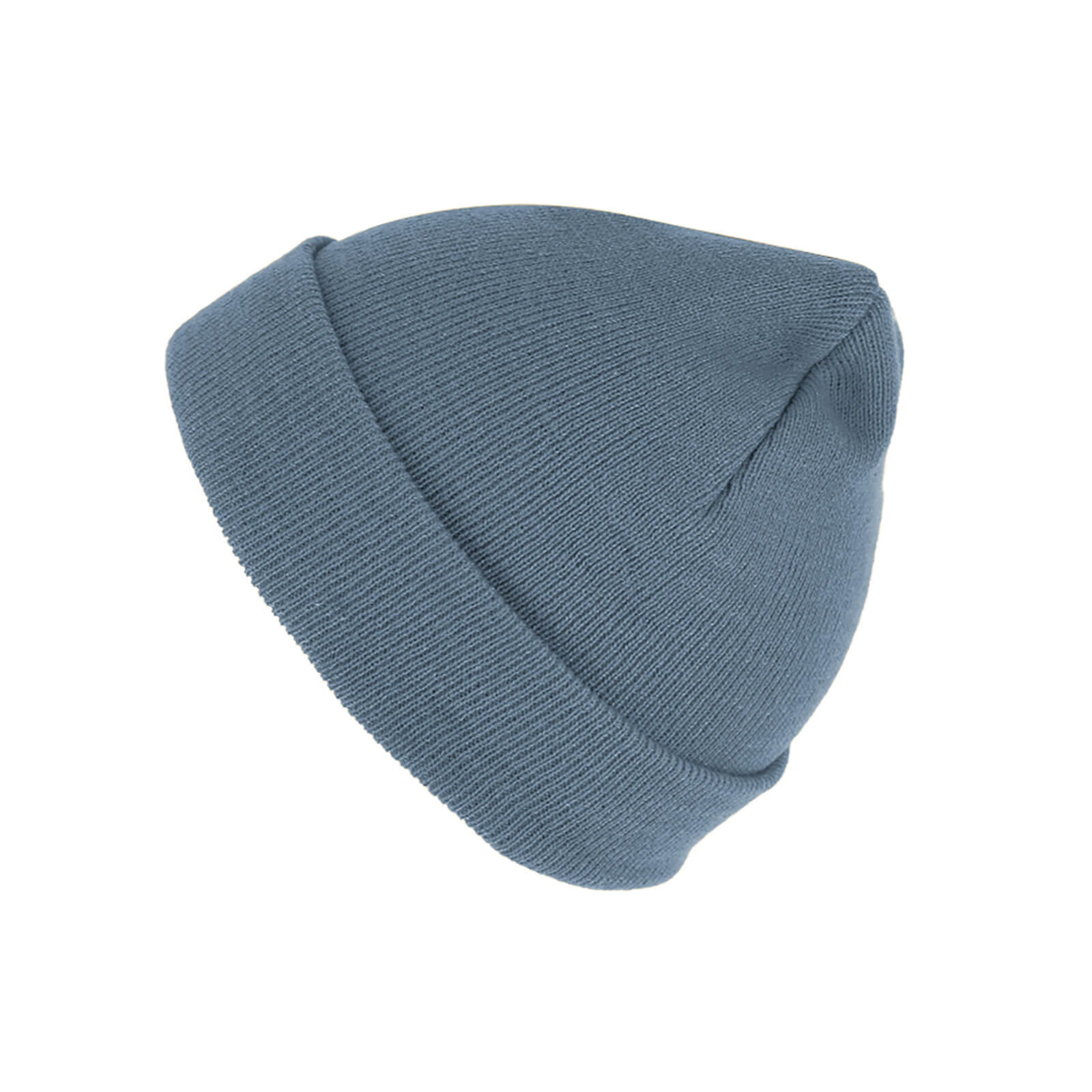 Fiebig Strickmütze Beanie mit Umschlag uni Jeansblau