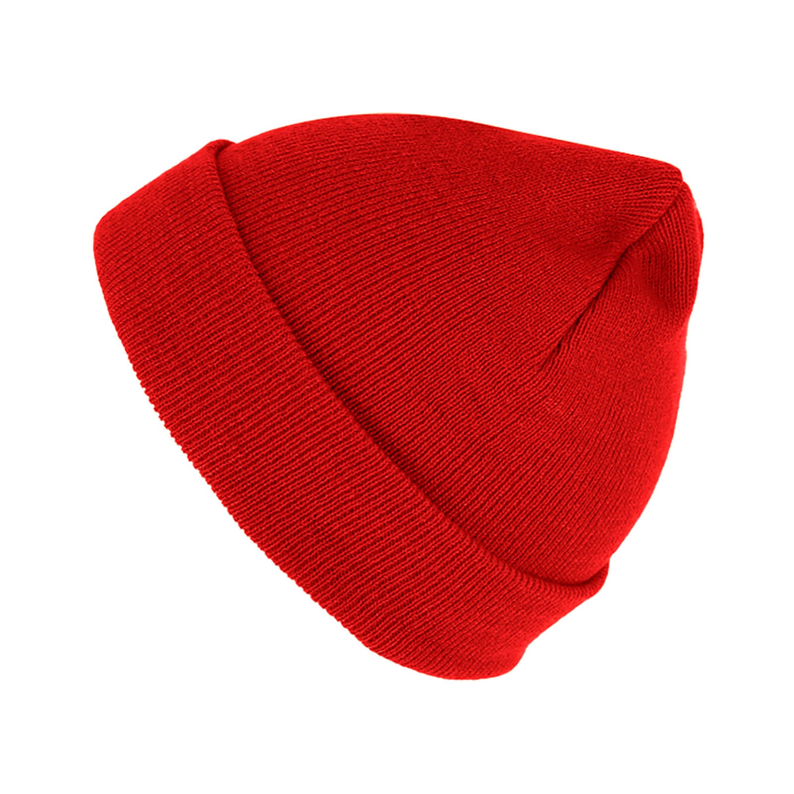 Fiebig Strickmütze Beanie mit Umschlag uni Rot
