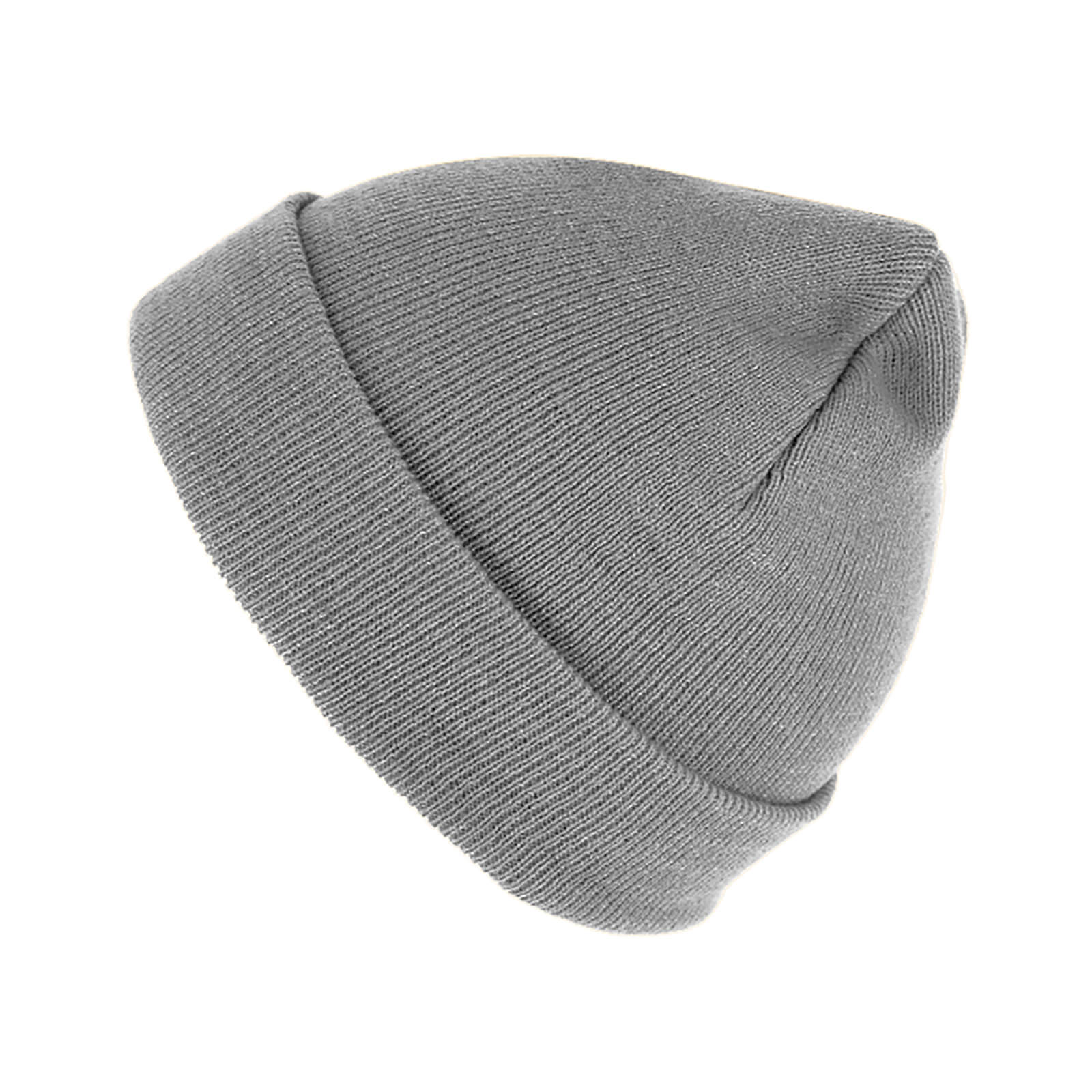 Fiebig Strickmütze Beanie mit Umschlag uni Hellgrau