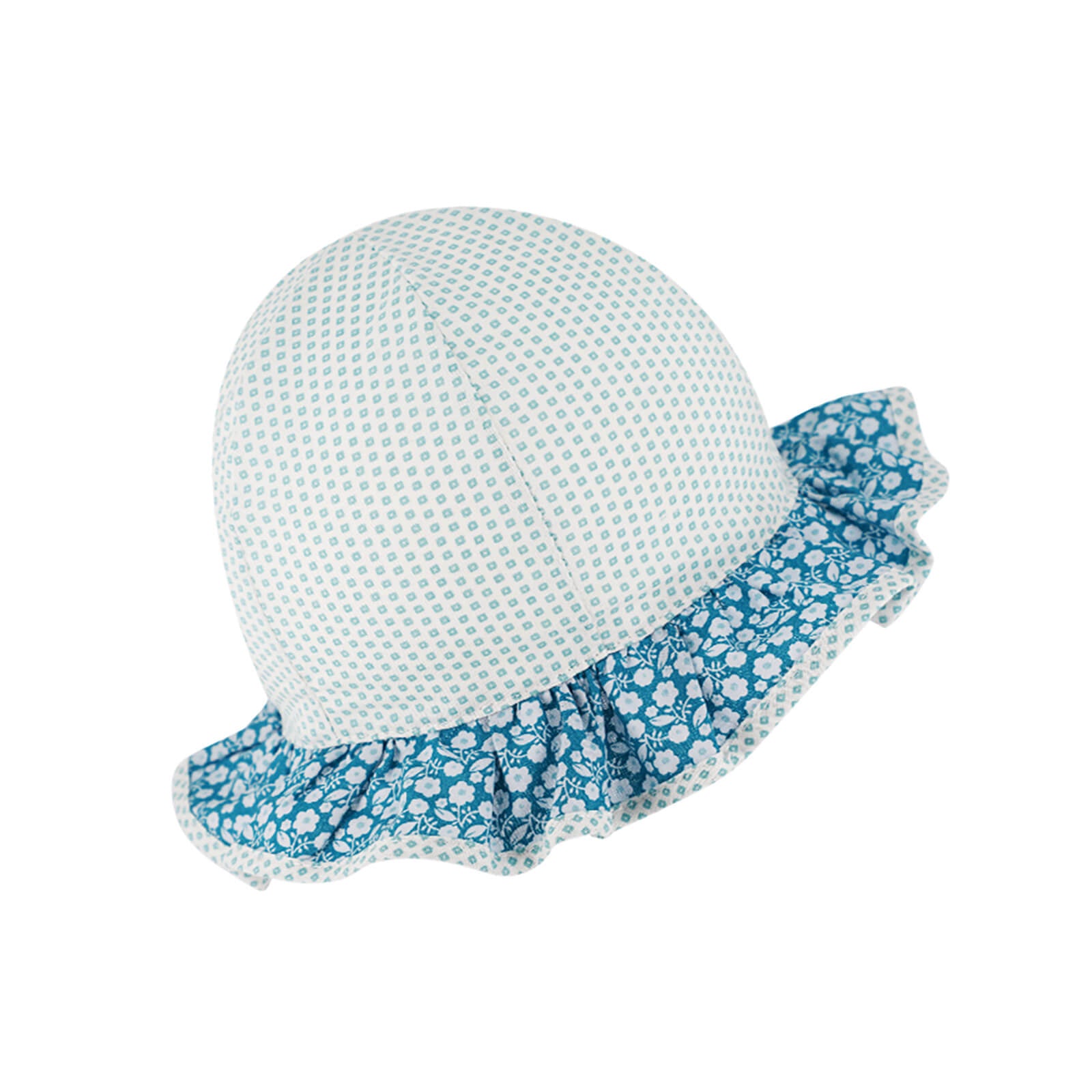 Fiebig Stoffhut 6-Panel zweifarbig mit Volant-Krempe Ozeanblau