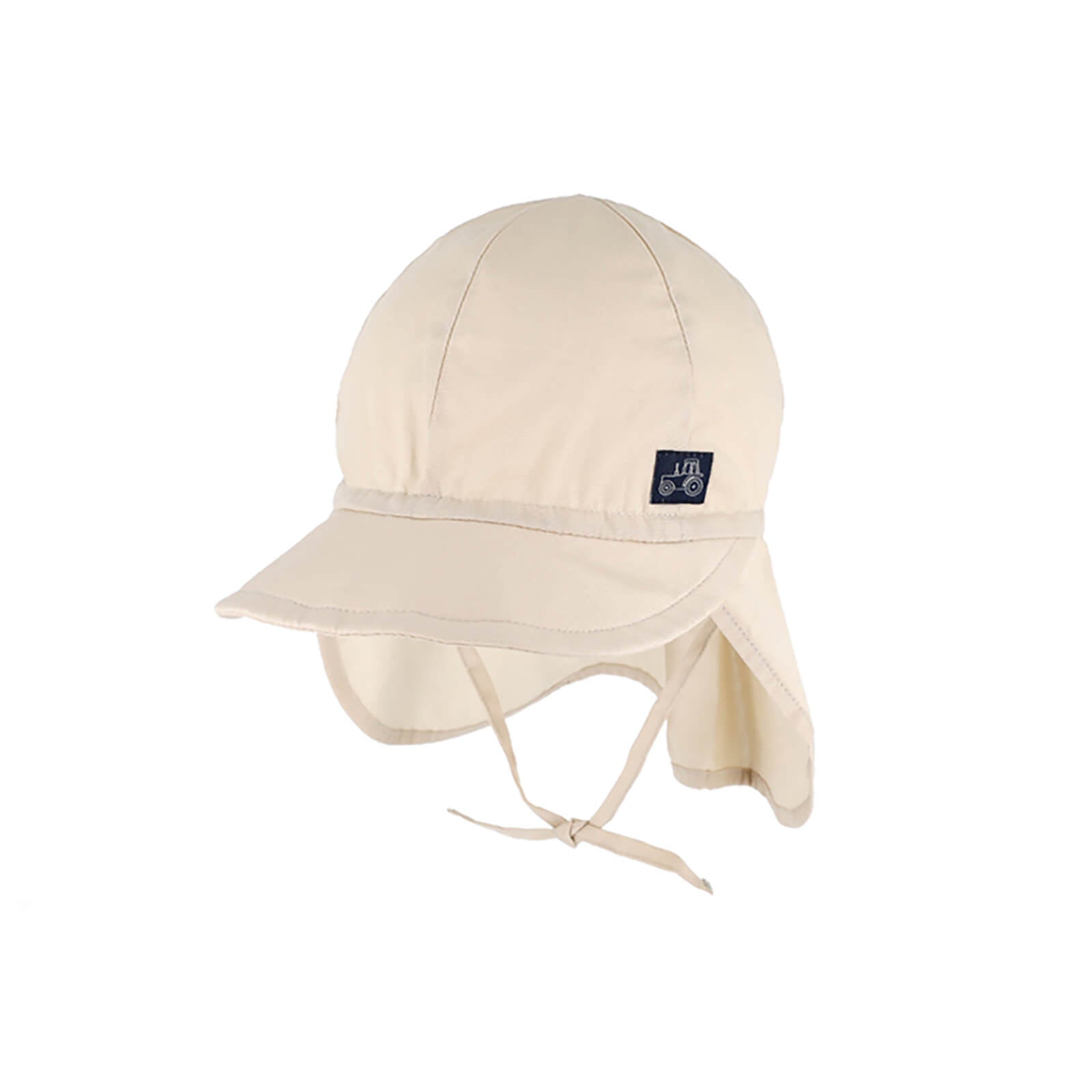 Fiebig Stoffkappe uni mit Nackenschutz und Band UV-Schutz GOTS Beige