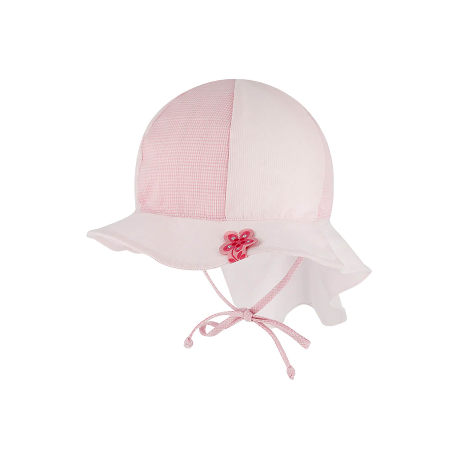 Fiebig Stoffhut 6-Panel kariert mit Nackenschutz und Band Rosa