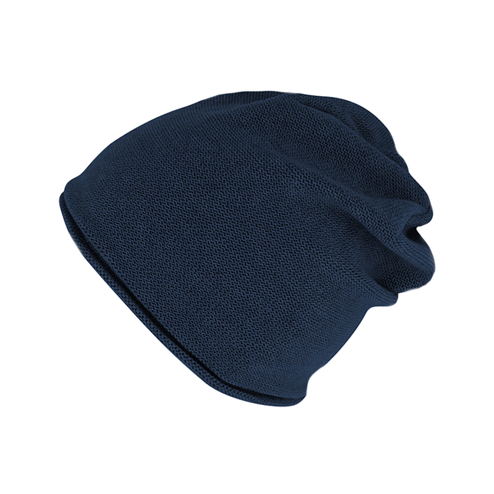 Fiebig Strickmütze Beanie mit Rollrand Baumwolle uni GOTS