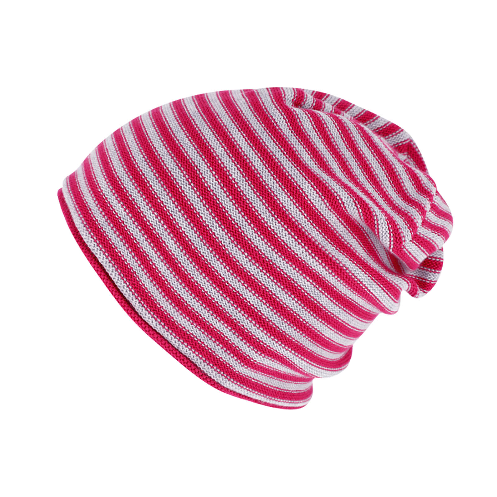 Fiebig Strickmütze Beanie mit Rollrand Baumwolle zweifarbig GOTS