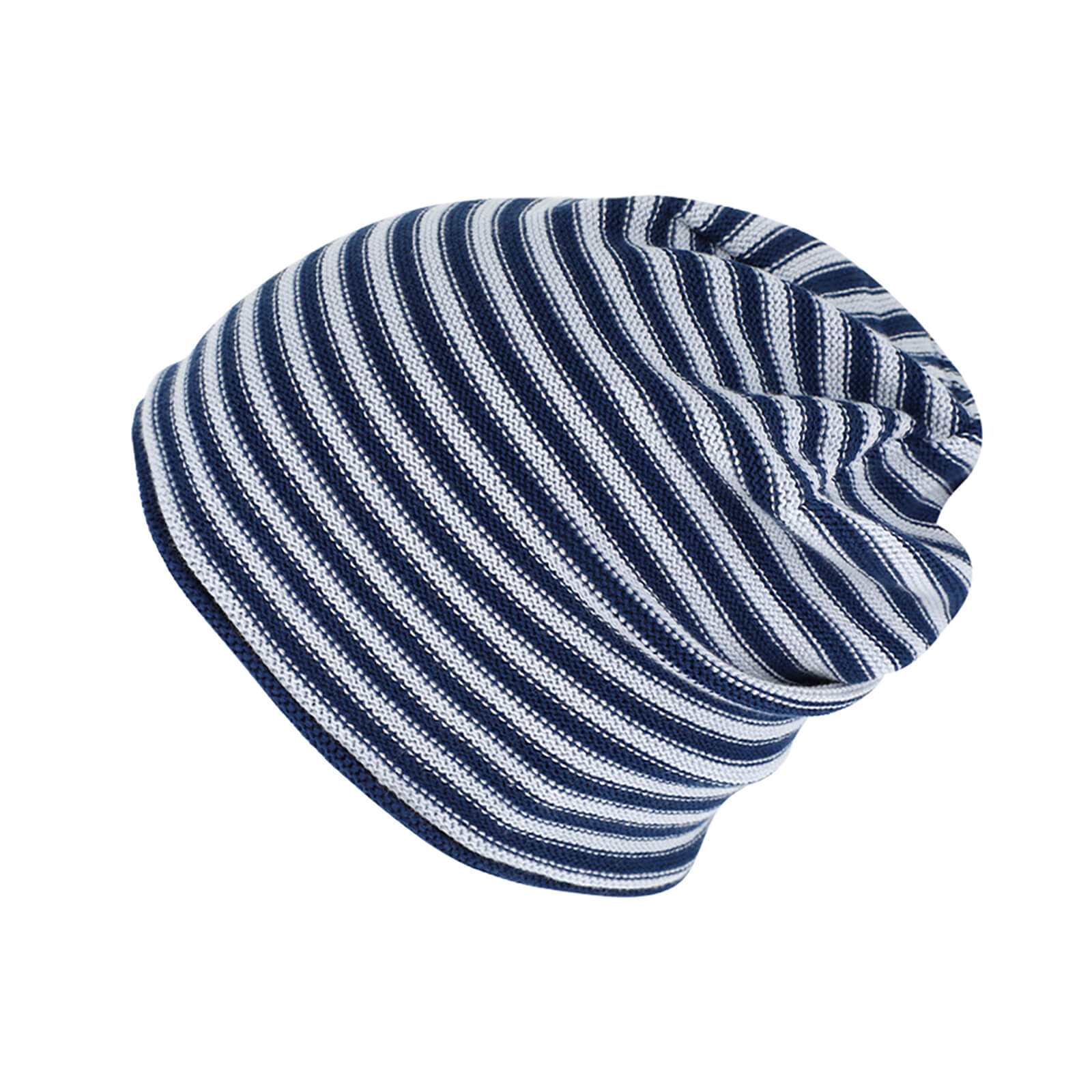 Fiebig Strickmütze Beanie mit Rollrand Baumwolle zweifarbig GOTS