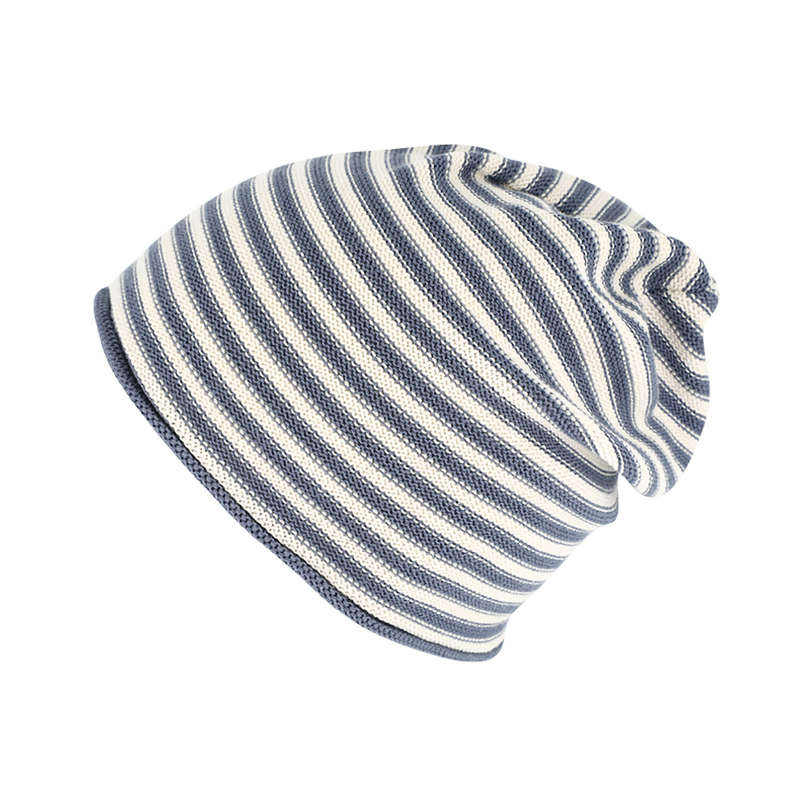 Fiebig Strickmütze Beanie mit Rollrand Baumwolle zweifarbig GOTS