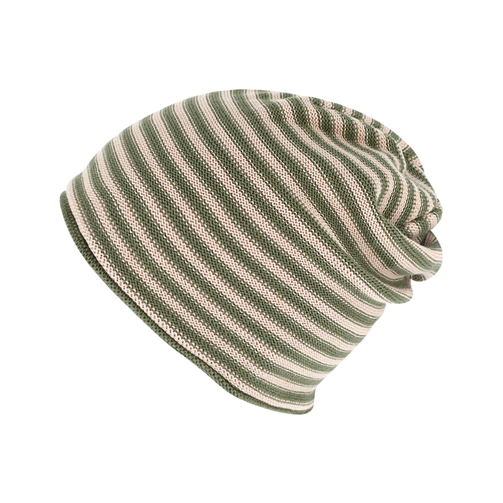 Fiebig Strickmütze Beanie mit Rollrand Baumwolle zweifarbig GOTS