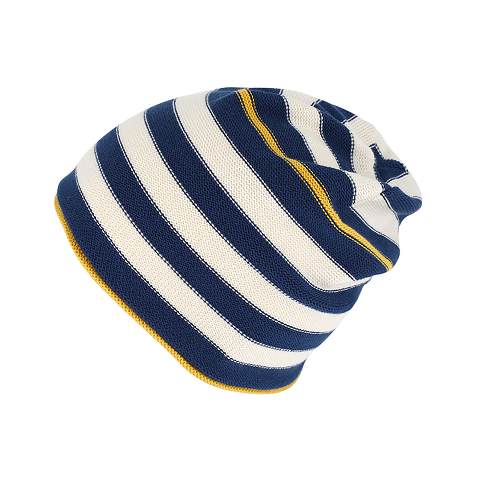 Fiebig Strickmütze Beanie mit Rollrand Baumwolle dreifarbig GOTS