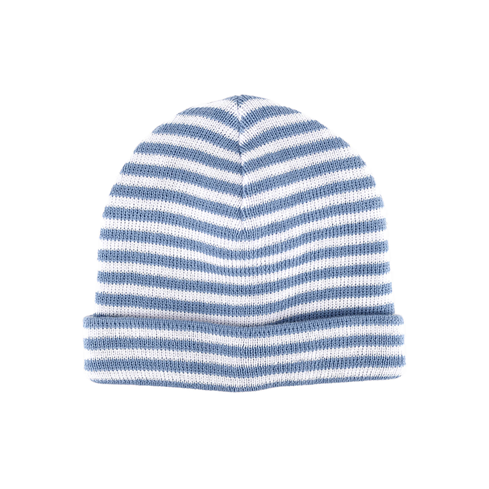 Fiebig Strickmütze mit Umschlag Baumwolle zweifarbig GOTS Jeansblau