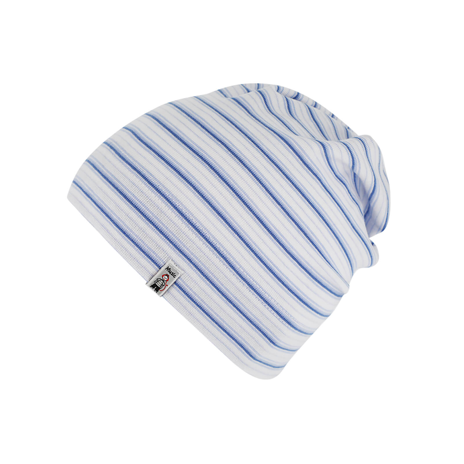 Fiebig Stoffmütze Beanie Jersey gestreift Himmelblau