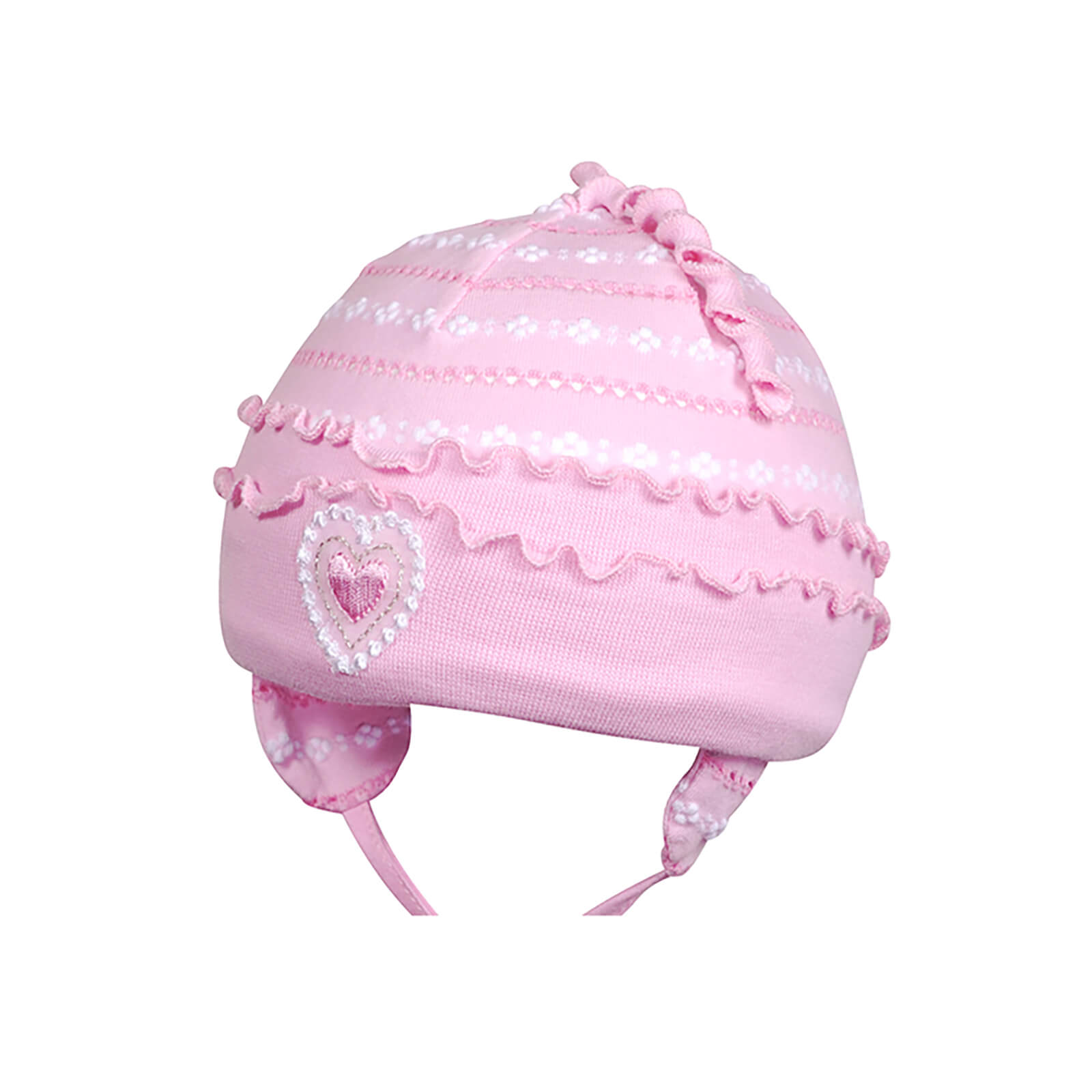 Fiebig Stoffmütze Jersey gemustert mit Band Rosa