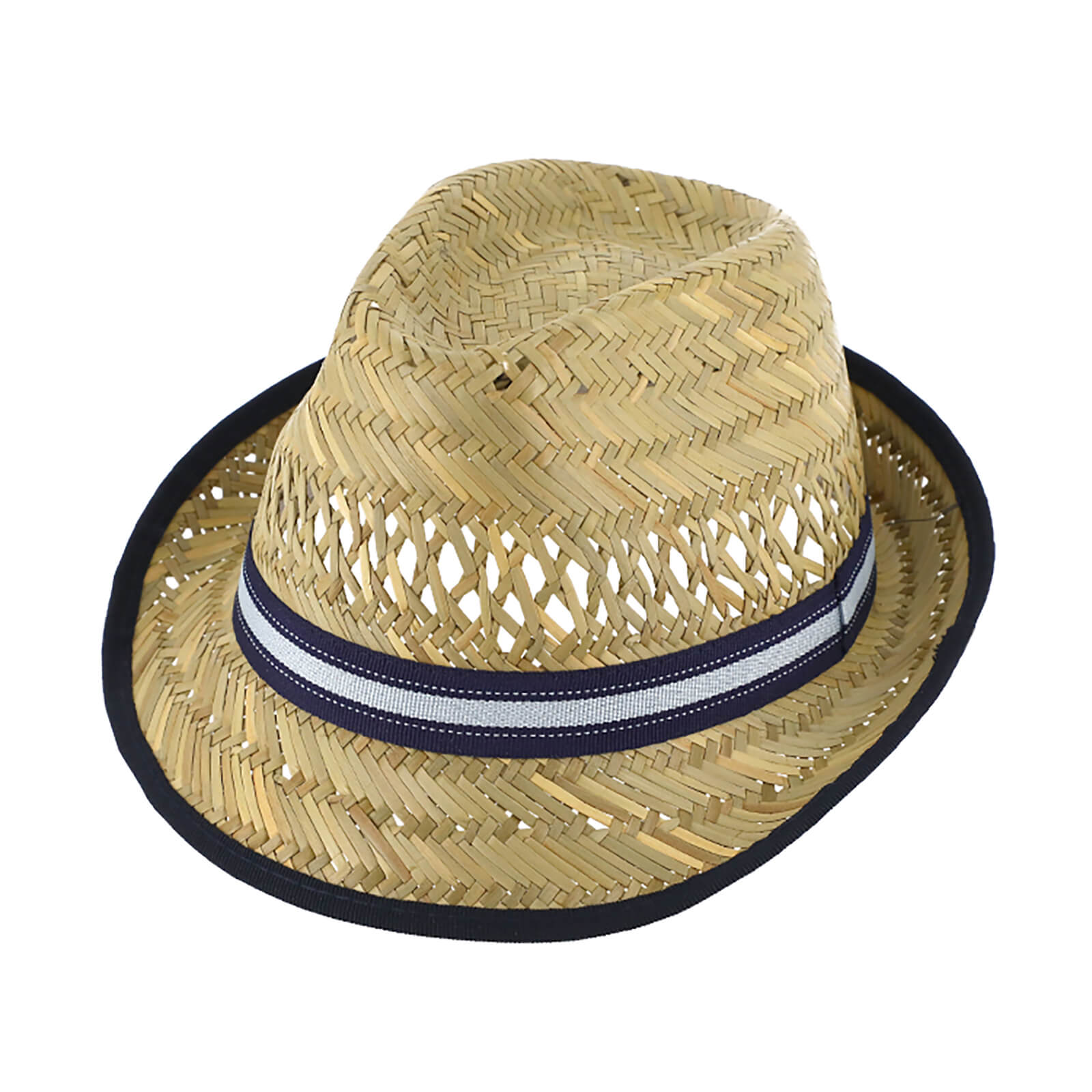 Fiebig Strohhut Trilby Ripsband Marineblau